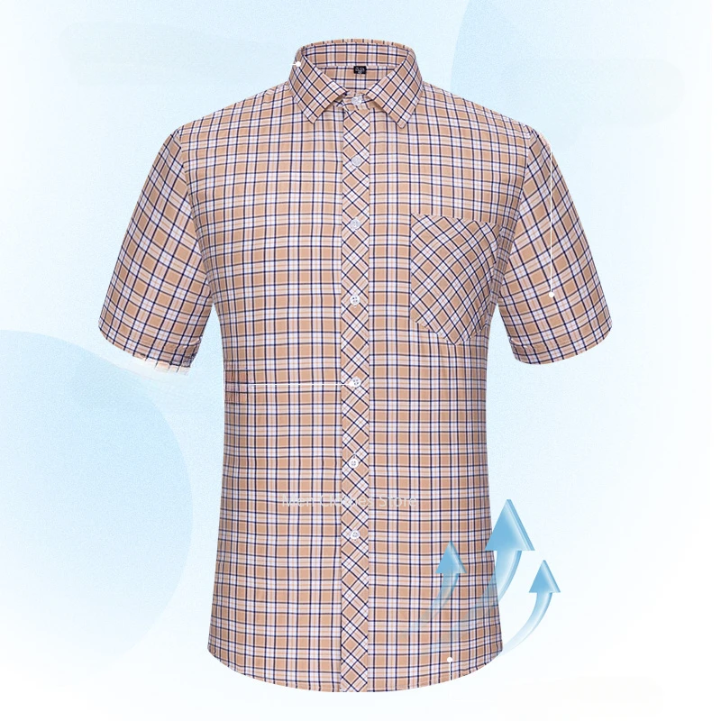 plus size 100%cotton thin short sleeve shirts for men slim fit casual plain shirt hawaiian plaid shirt korean popular clothes 5
