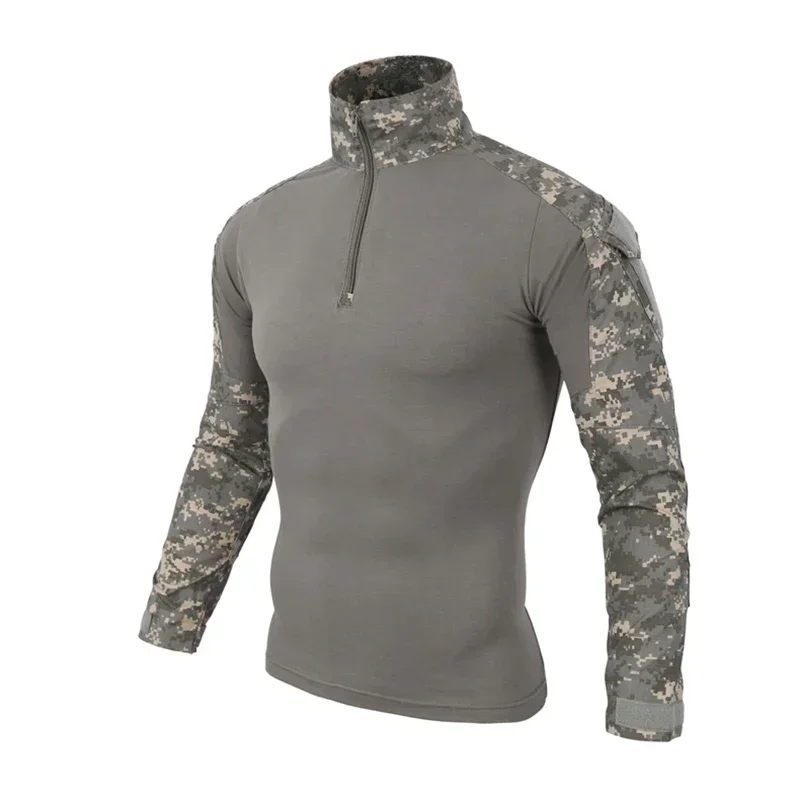 Men's Outdoor Tactical Hiking T-Shirts,Hunting  Camouflage Long Sleeve Hunting Climbing Shirt,Male Breathable Sport Clothes 2
