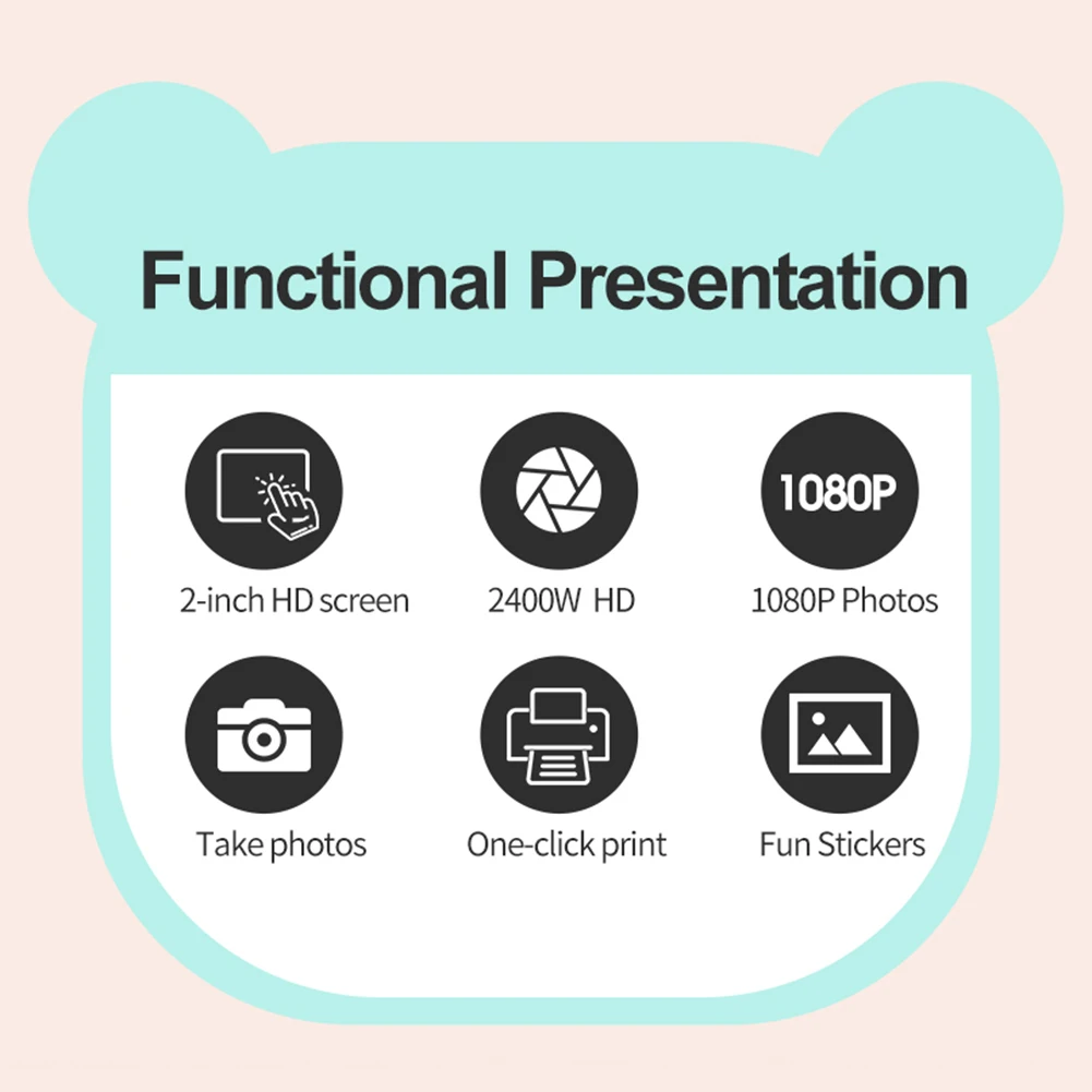 Description Picture 6 of itemKids Mini Instant Print Camera HD 1080P Digital Video Photo Camera w/ Print Paper Selfie Camera for Girls Boys Aged 3-12