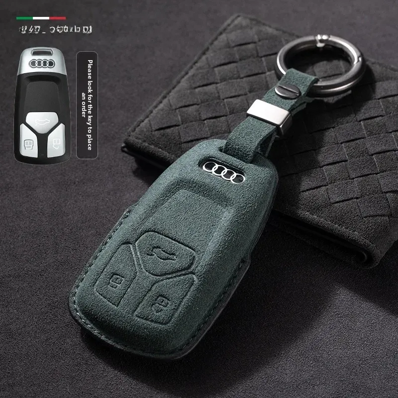 Premium Leather Suede Key Cover for Car Flip Keys - Stylish Auto Accessories Key Holder