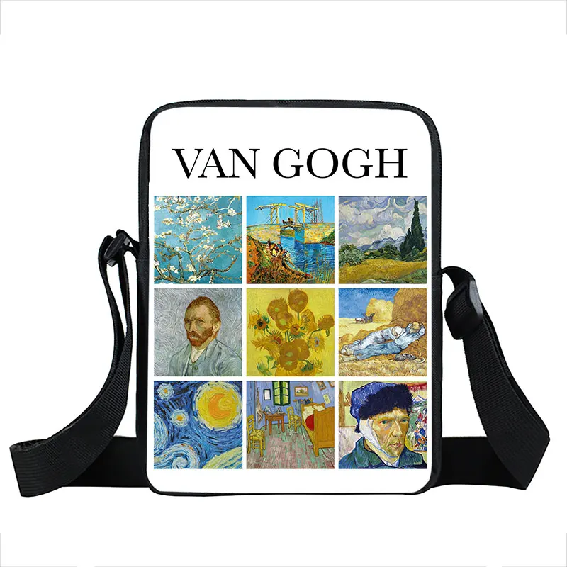 Van Gogh Oil Painting Women Handbag Blossoming Almond Tree / Cafe In Arles Shoulder Cross Bags for Travel Ladies Messenger Bag 4