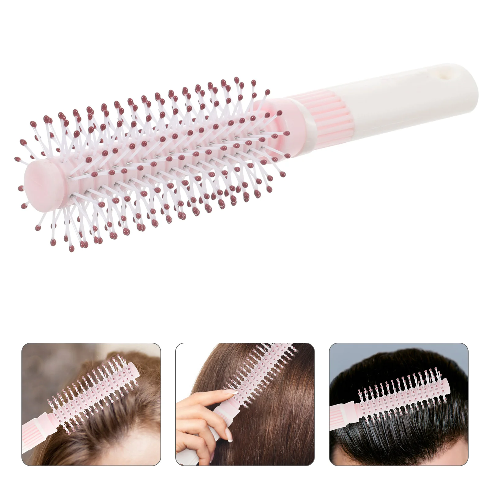 

Comb Round Roller Curling with Inner Buckle Hair Salon Household for Men and Women Blow-drying Style (pink) Hairbrush Curly