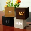 Wood Cube Voice Control Alarm Clock School Office Bedroom Table Decoration 270F 2