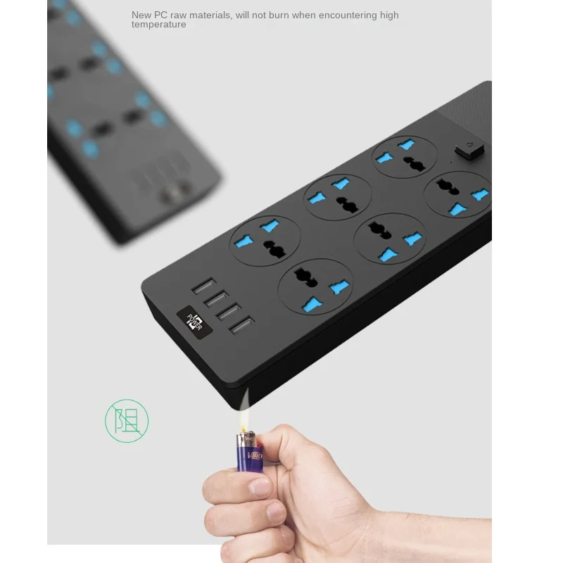 2024New T12 Power Strip 3000W Smart Socket Adapter with 4 USB Ports for Car