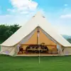 4-Season Waterproof Cotton Canvas Large Family Camp Beige Color Bell Tent Hunting Wall Tent with Roof Stove Jack Hole 5