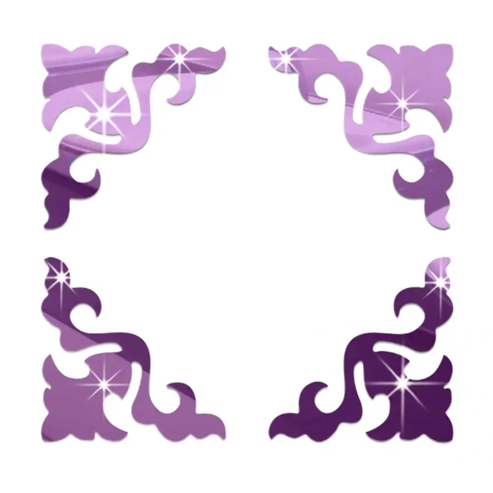 4Pcs 미러 스티커 실용적인 캐비닛 가구 미러 데칼 3 크기 미러 타일 스티커 