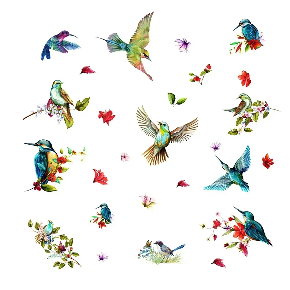 Color Hummingbird Window Cling Removable Adhesive Vinyl Sticker Glass Decal Children Bedroom Decoration Birds Wall Sticker