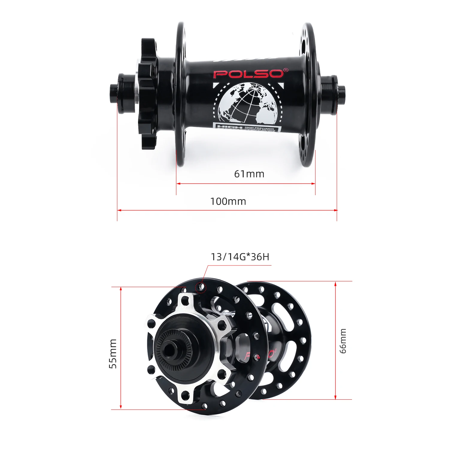 POLSO MH011 MTB Bike QR 32H 36H Mountain Hub 100x9mm