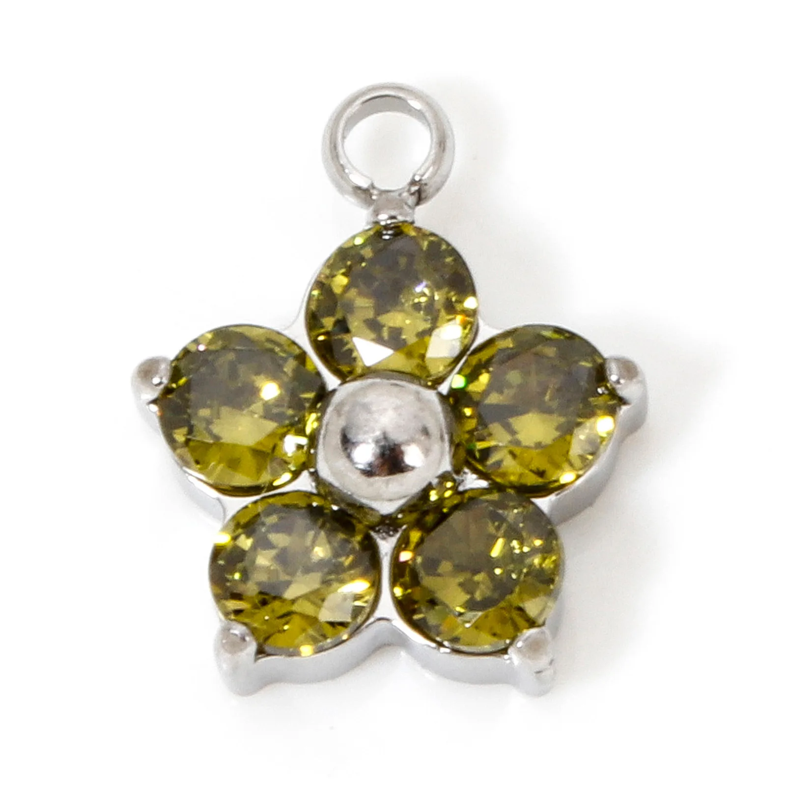 1 Stück 304 Edelstahl Blumen Charms Pflaumenblüte Mehrfarbiger Zirkonia Anhänger für Schmuck Halskette Herstellung 11 mm x 9 mm – Detail 8