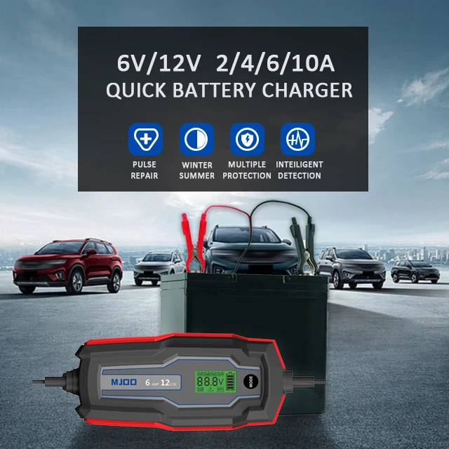 10A Portable Automatic Car Battery Charger With LCD Display