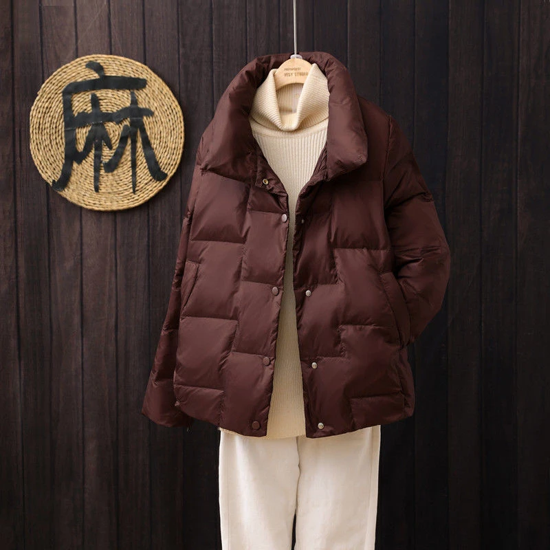Korean Down Parka Women's Ultra-light Thin Down Winter Jacket 2022 New Casual Snow Wear Coat White Duck Down Solid Loose Outwear
