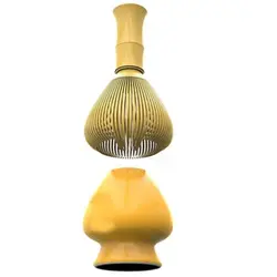 Premium Green Tea Powder Whisk Set with Reusable ABS Brush and Holder (Yellow - Set)