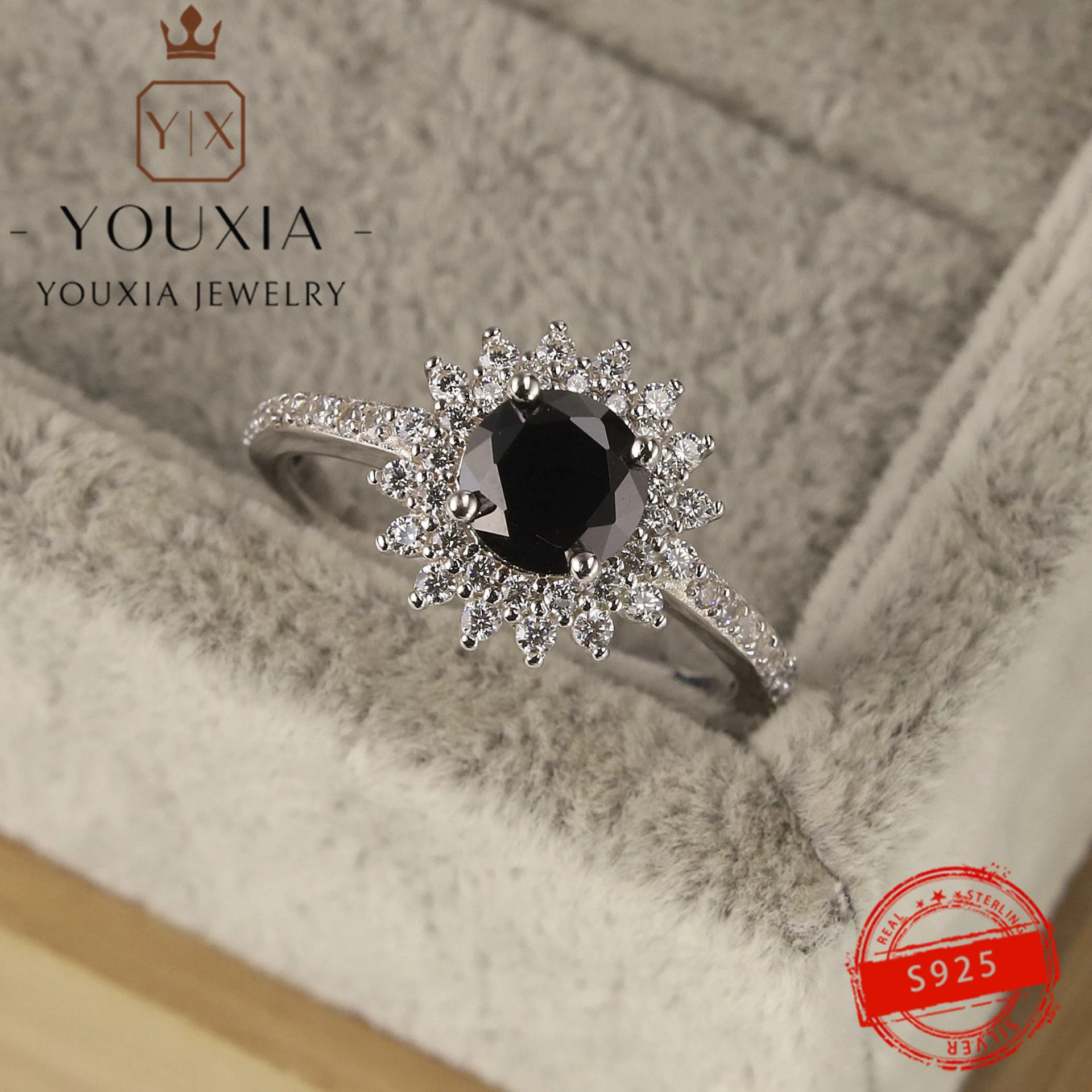 

1:1 Customized Silver colour black and white ceramic party ring design fashion trend style Luxury Personality Classic Jewelry