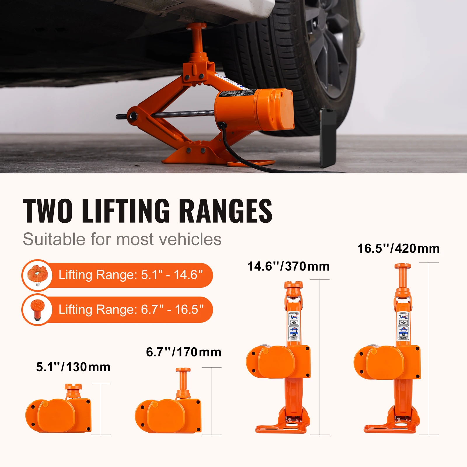 VEVOR Electric Car Jack 3 Tons /6600 lbs Scissor Jack 12V Electric Automatic Jack with Double Saddles for SUV Truck Tire Change 3