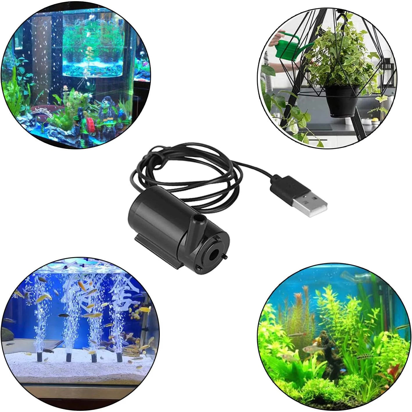 Description Picture 5 of itemDC 3-5V USB Micro Submersible Mini Low Noise Brushless Water Pump for Aquariums Fish Tank Pond Fountain Hydroponics Garden