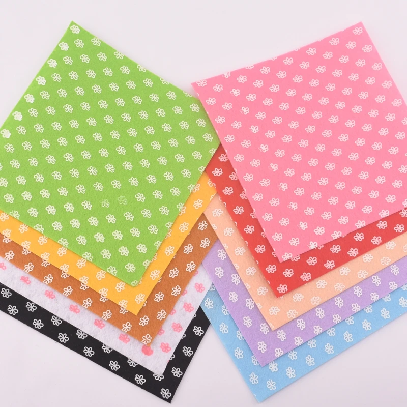 Printed Point Non Woven Felt Fabric 1mm Thickness Polyester Cloth Sewing Dolls Crafts Home Decoration Pattern 10ps15x15c