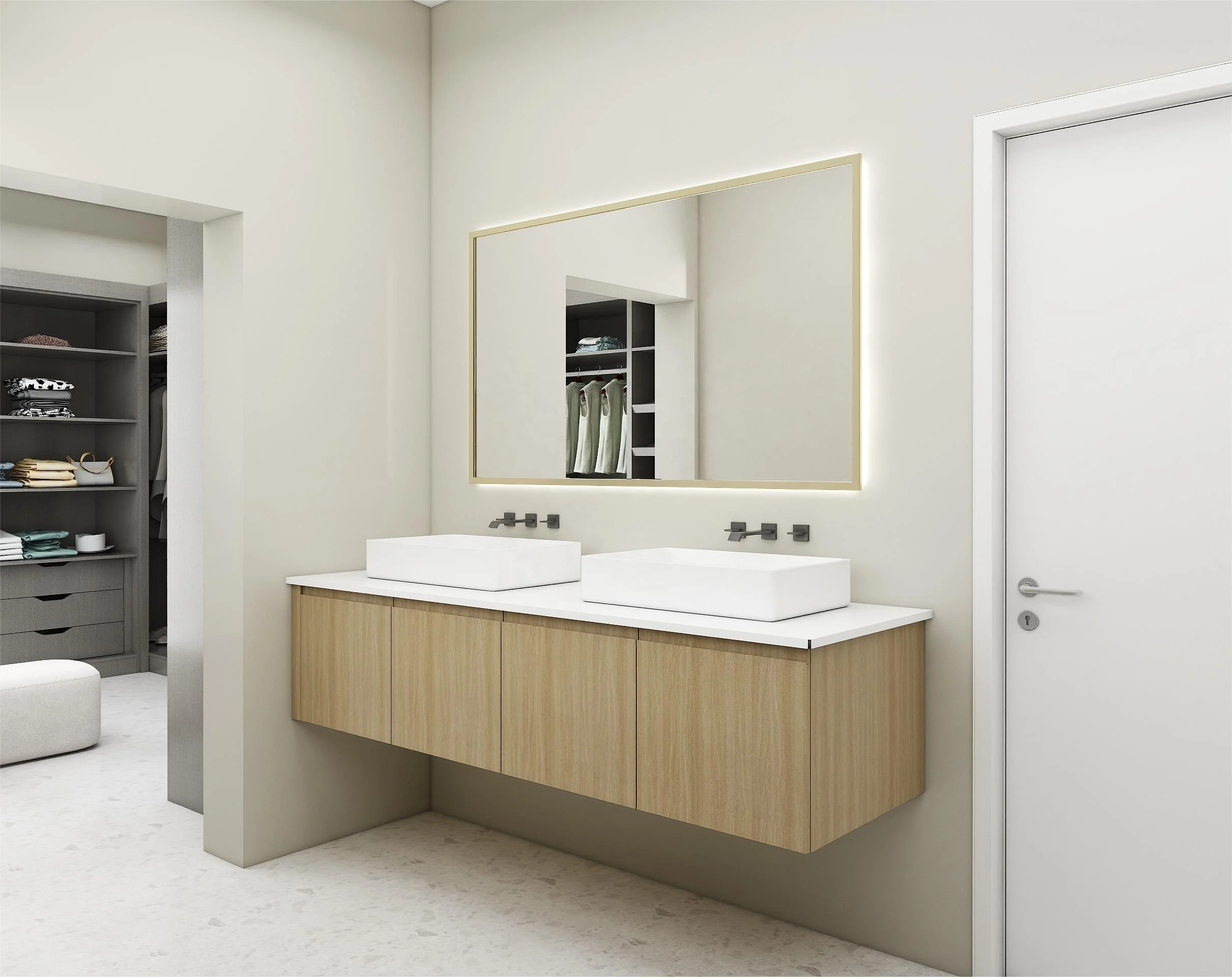 Simple Design Wall Mounted Bathroom Vanity With Double Sink Bathroom Vanity Modern Set
