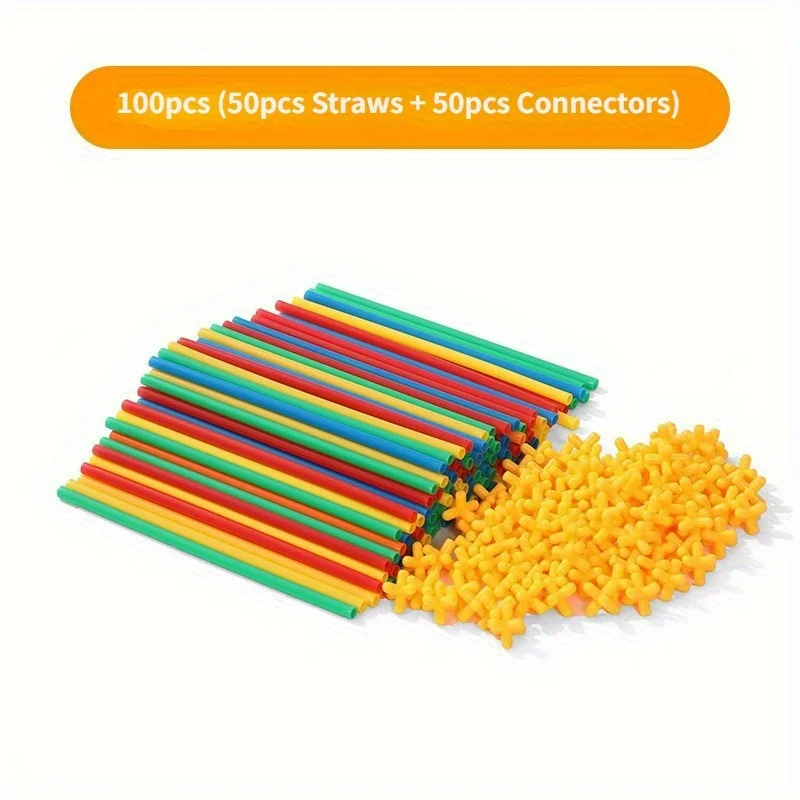 Straw Builder Interlocking Plastic Toys - Construction Engineering Fine Tube Building Blocks Creative Play Toys for Kids - 6