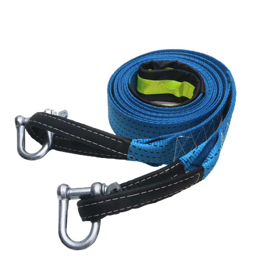 Blue Heavy Duty Tow Strap with Hooks - 17,636 LB Capacity Polyester