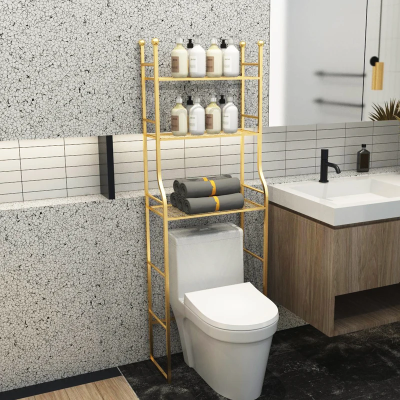 

Simple modern toilet rack bathroom floor washing machine toilet storage rack Nordic bathroom upper shelf