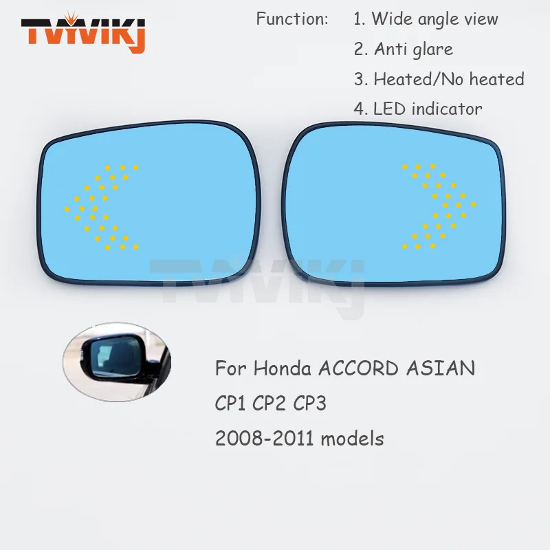 1pair Rh Lh 2pcs Side Rearview Mirror Blue Glass Lens Led Indicator For