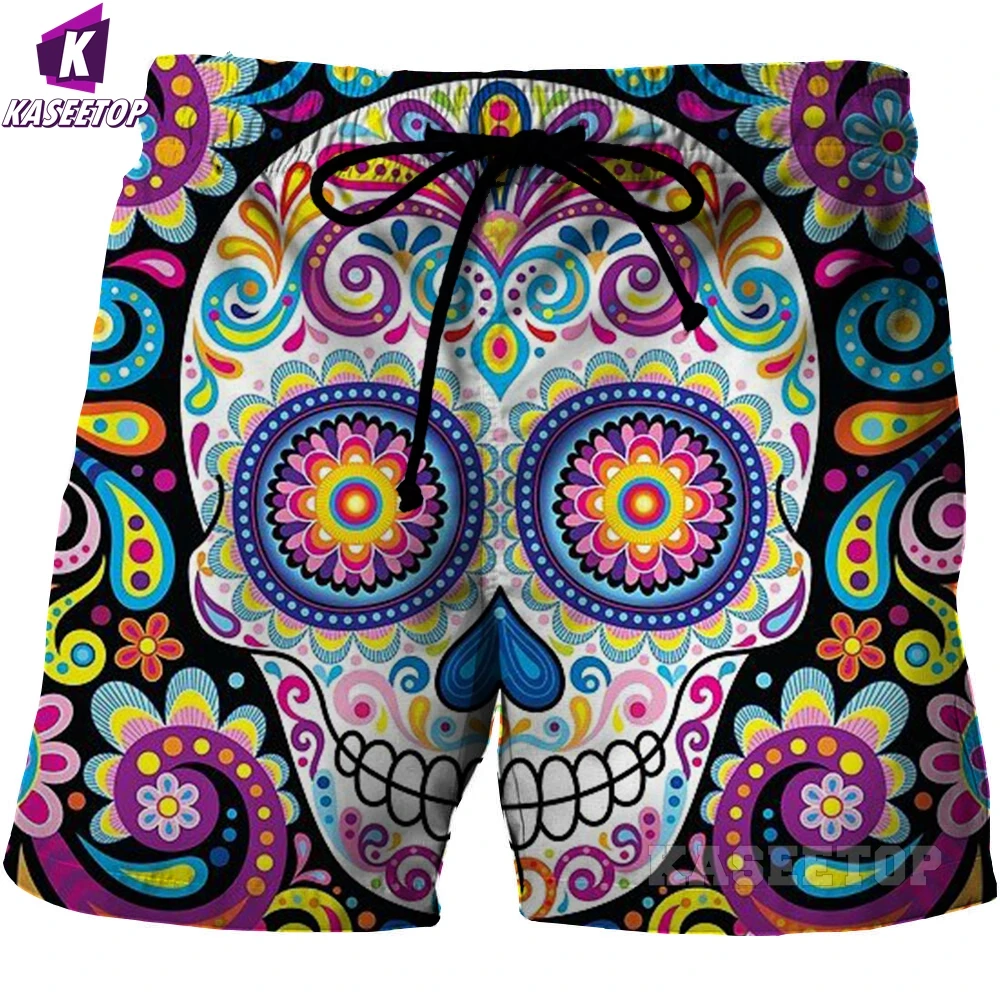 Pantaloncini Da Spiaggia Con Grafica Teschio Da Uomo Modello 3D Boardshorts Con Cranio Scuro Menwomen Skeleton Hip Hop Pantaloni Corti Abbigliamento T