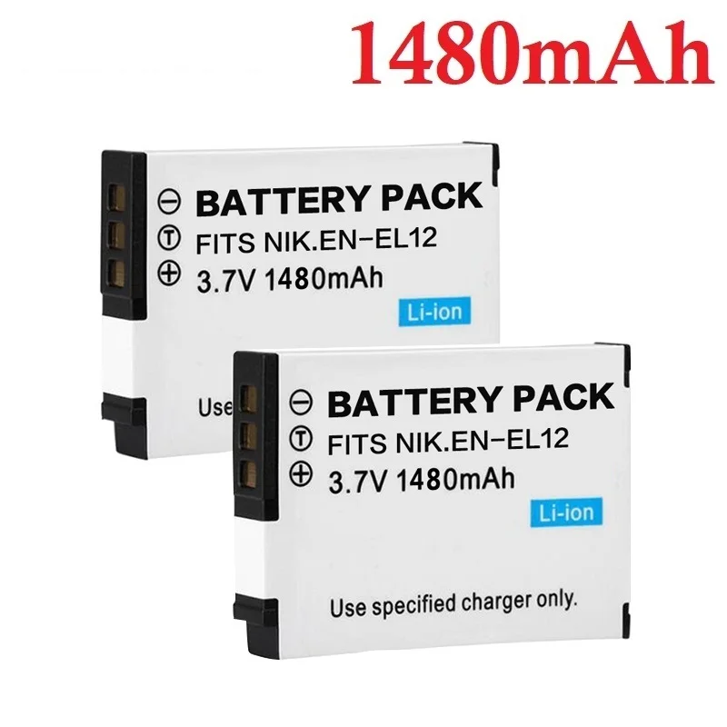 Enel12 En El12 Batteria 1480Mah Per Nikon Coolpix S610 S610C S620 S630 S710 P300 P310 P330 S6200 S9400 S9500 En-El12 Batteria
