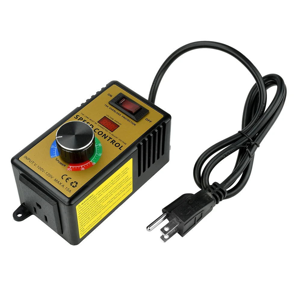 AC-Motordrehzahlregler 120 V, 15 A, 4000 W mit Überlastschutz, LED-Anzeige, Lüftergeschwindigkeitsregler, elektronischer Spannungsregler – Detail 7