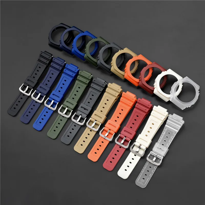 Gummi-Uhrenarmband mit Gehäuse und Lünette für Casio G-SHOCK GA-2100 GA-2110 – Schnellverschluss, Herren-Sportarmband, wasserdicht, TPU-Harz, Modifikations-Kit – Detail 1