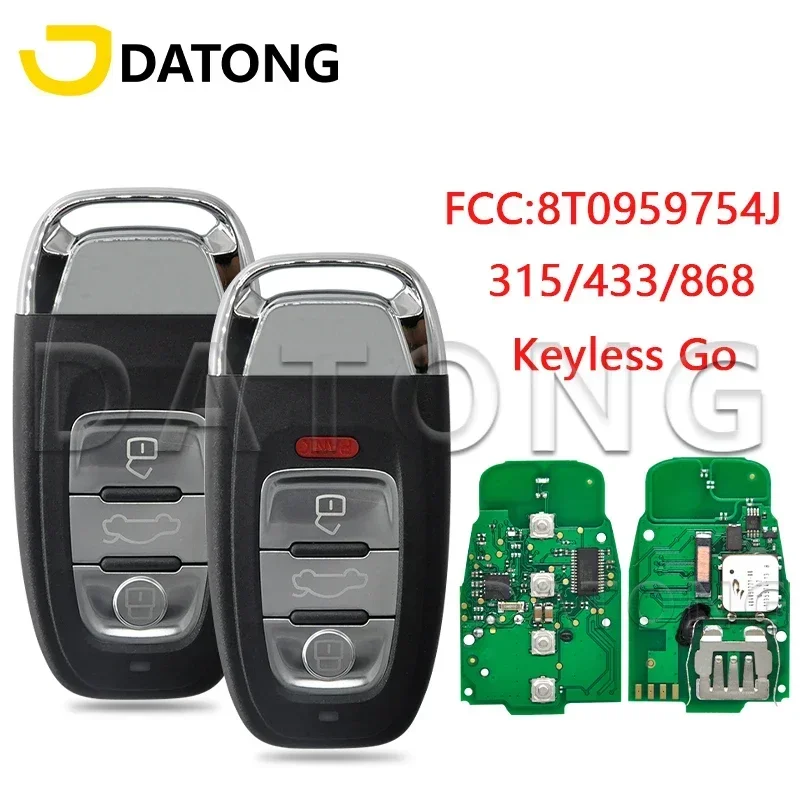 

Datong World Car Remote Control Key For Audi A4 A5 A6 A7 A8 8T0959754J 8T0959754F 315MHz 434MHz 868MHz Keyless Go Promixity Card