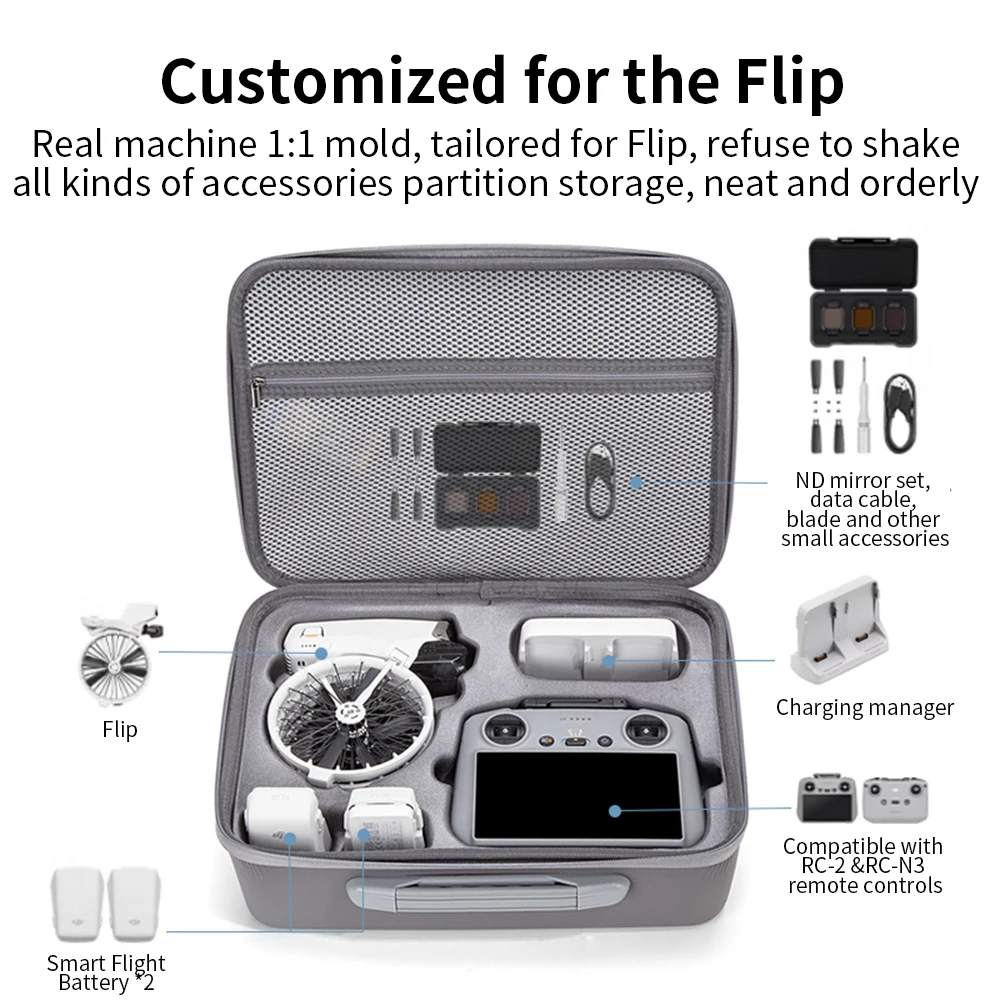 Hard Shell Portable Storage Bag FLIP Combo Set for DJI FLIP Portable Storage Case RC 2/RC N3 Shock Absorber Bag Accessories
