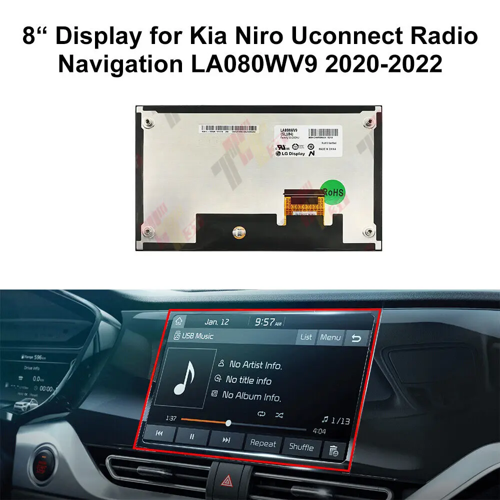 Display Lcd Da 8 "Per Kia Niro E Forte Uconnect Radio Navigation La080Wv9