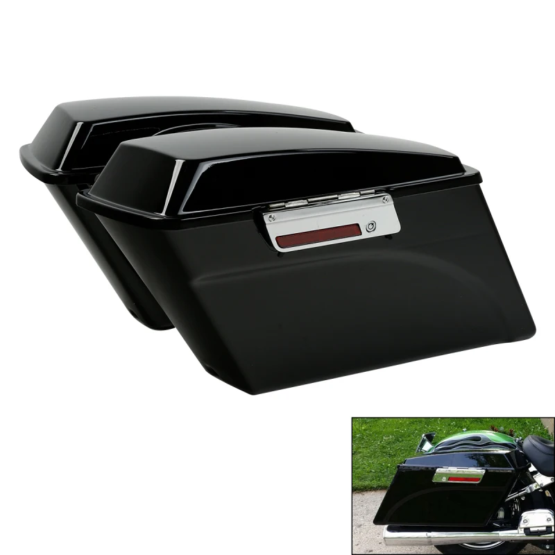 XMT-MOTO Borse rigide allungate da 5 pollici con chiavi di chiusura per Harley-Davidson Touring FLT, FLHT, FLHTCU, FLHRC, Road King, Road Glide, Street Glide, Electra Glide, Ultra-Classic 2014-LATER