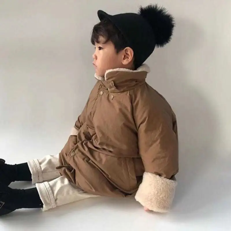 1-9 세 어린이 겨울 따뜻한 롱 자켓 소녀 소년 벨벳 아웃웨어 코트 오버 코트 2 3 4 5 6 7 8