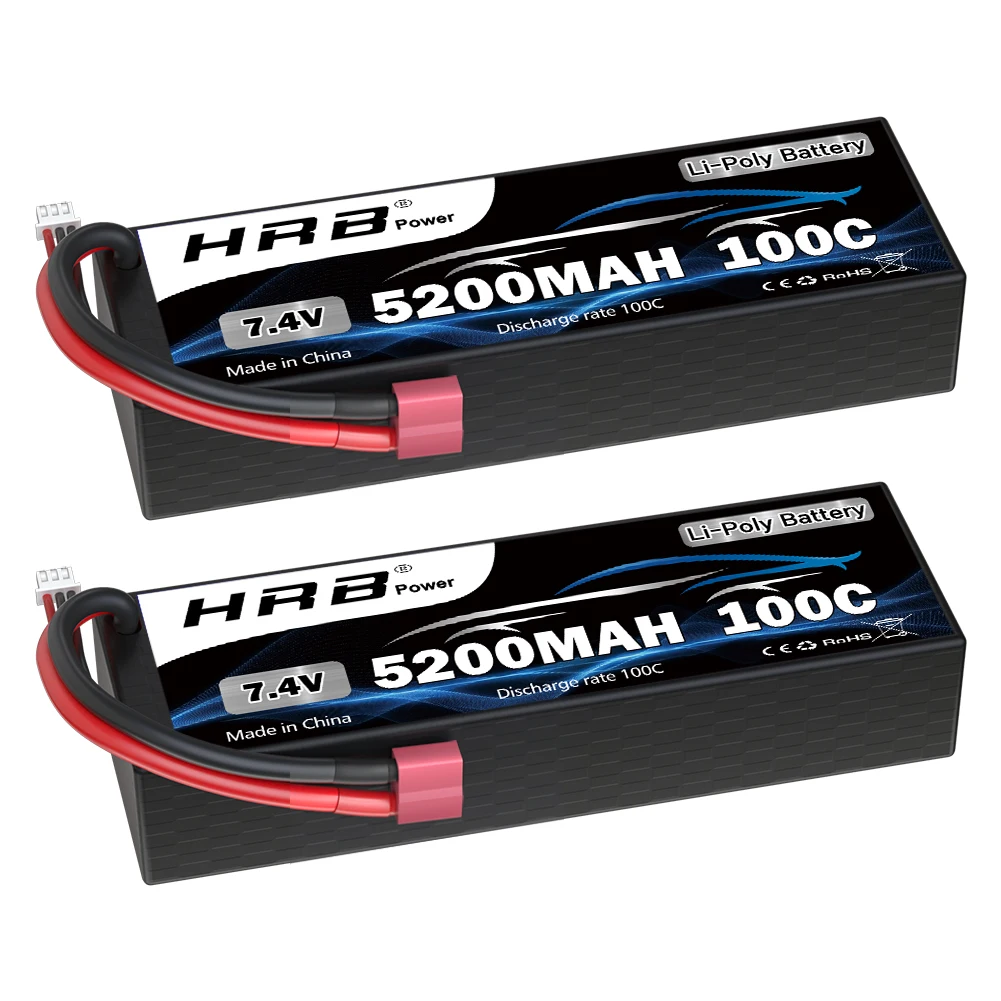 1/2 stücke HRB 2S 7,4 V 5200 mah Lipo Batterie 100C RC Auto Batterie mit T Deans stecker Hard case Batterie für RC Auto Lkw Tank 1/10 1/12
