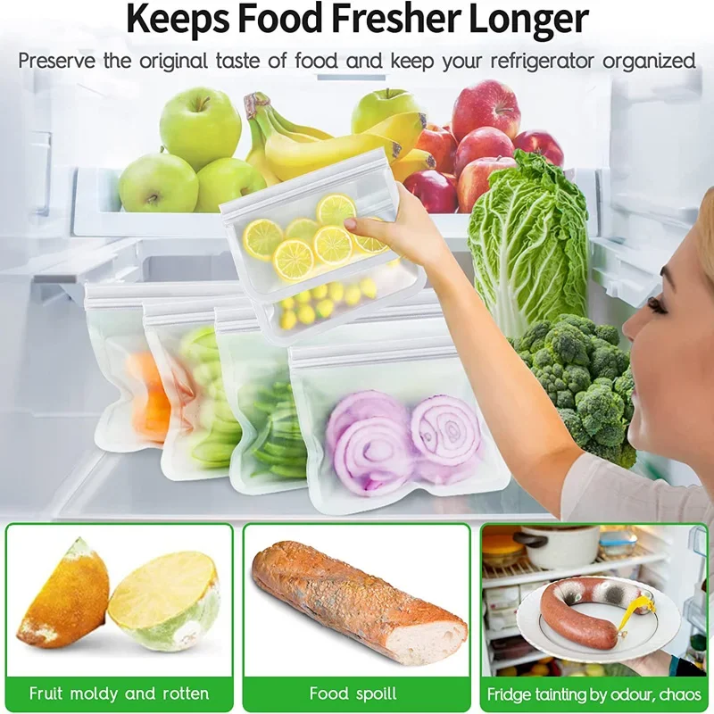 25Pcs Sachet Zip Transparent Sac Congelation Zip Reutilisable Sac Conservation Nourriture Sacs Sandwich Ziplock Sachet Refermable Plastique Pour Collation De Jus Légumes Soupe De Fruits Pain 20x18cm