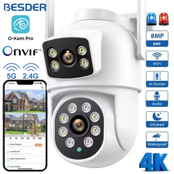 BESDER 4K 8MP Wifi Camera PTZ Outdoor Dual Screen Human Detection Dual Lenses 10MP Security Protection IP Camera Audio O-Kam Pro 1