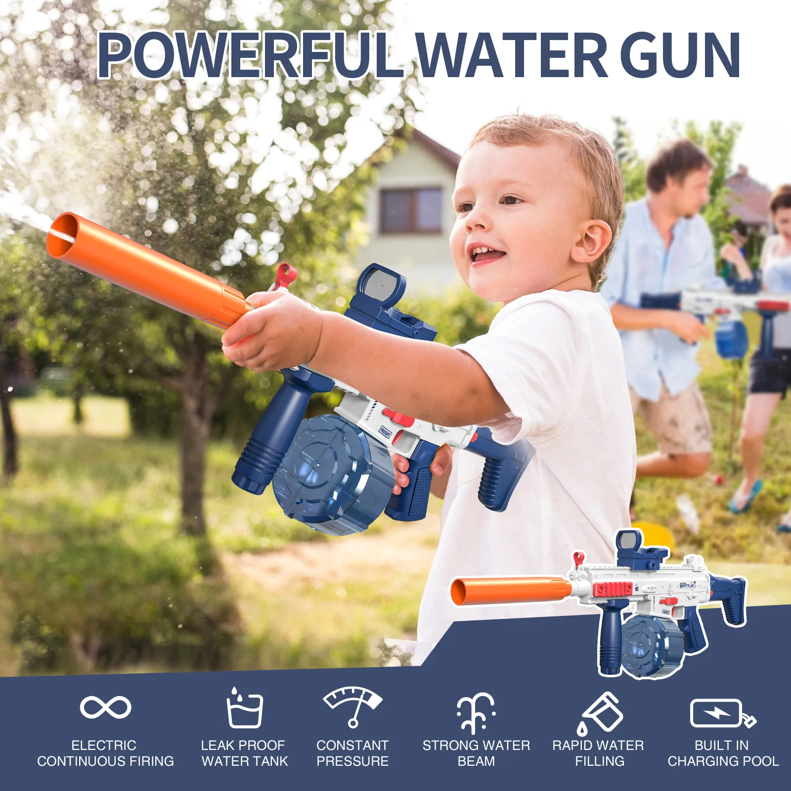 Water Gun Electric Toy High Pressure Full Auto Pool Games Beach Pistol Shooting toy Summer Outdoor Adults Boys Girls Water gun 5