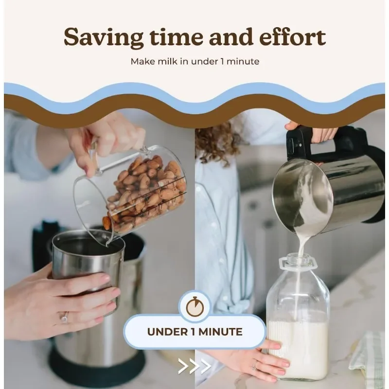 Plant-Based Homemade Milk, Cashew Milk, and More, Stainless Steel Food Processor, 5-6 Cup Batches, 120V