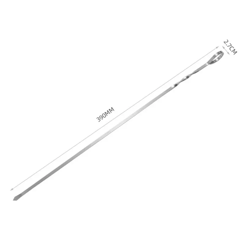 Stainless Steel BBQ Skewers, Flat Baking Stick, Shish Kebab, Outdoor Beef, Lamb Barbecue Skewers Tools, 39cm, 6, 10, 12, 20Pcs S