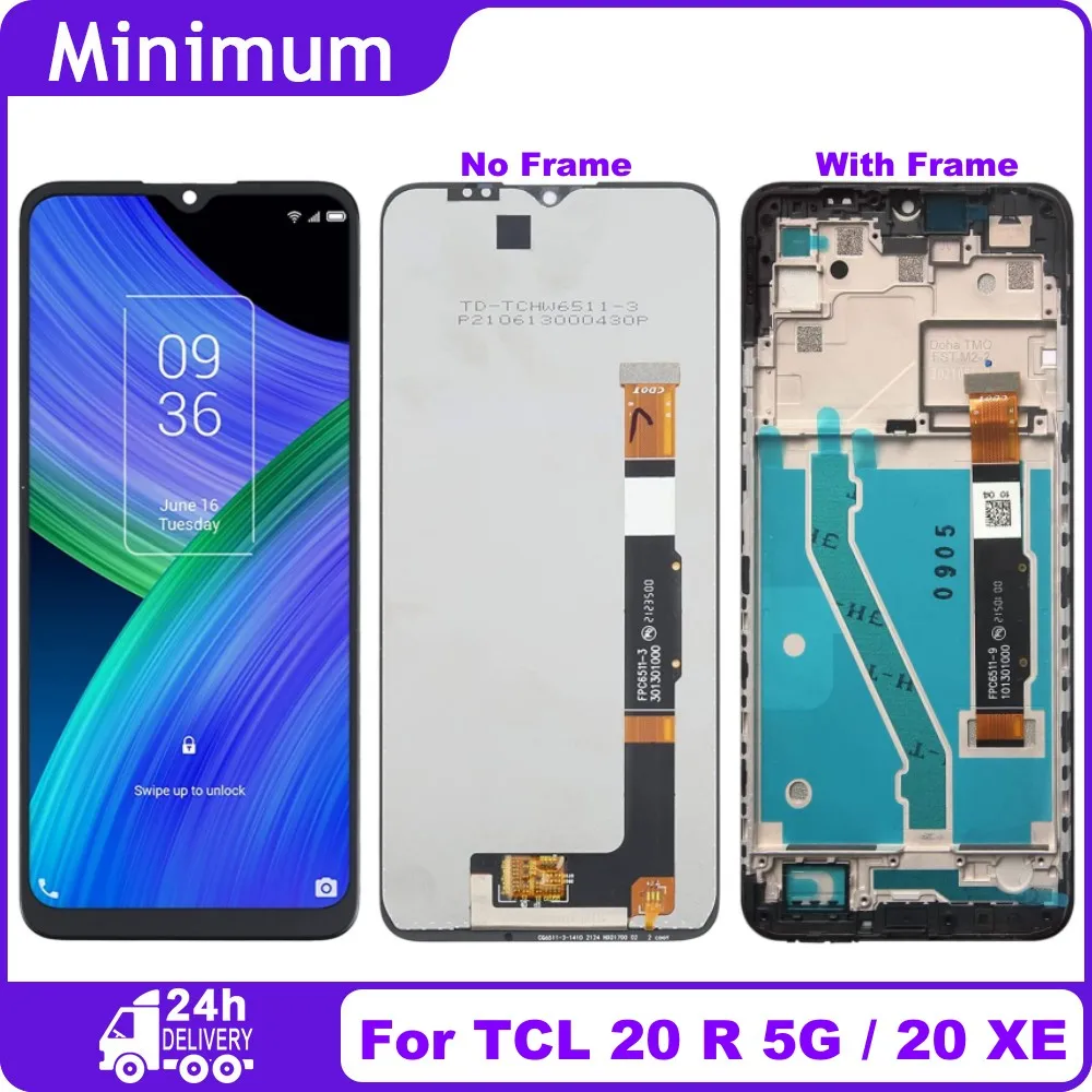 Écran Complet Noir Avec Châssis Pour TCL 20 R 5G - Neuf Sous Blister, Remplacement D'origine