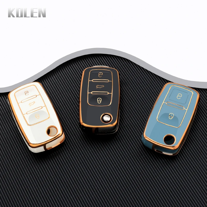 Фото Новый ТПУ чехол для автомобильного ключа для VW Volkswagen Polo Tiguan Passat Golf Jetta Lavida Skoda Octavia 2 3 защитный чехол с кнопками №3