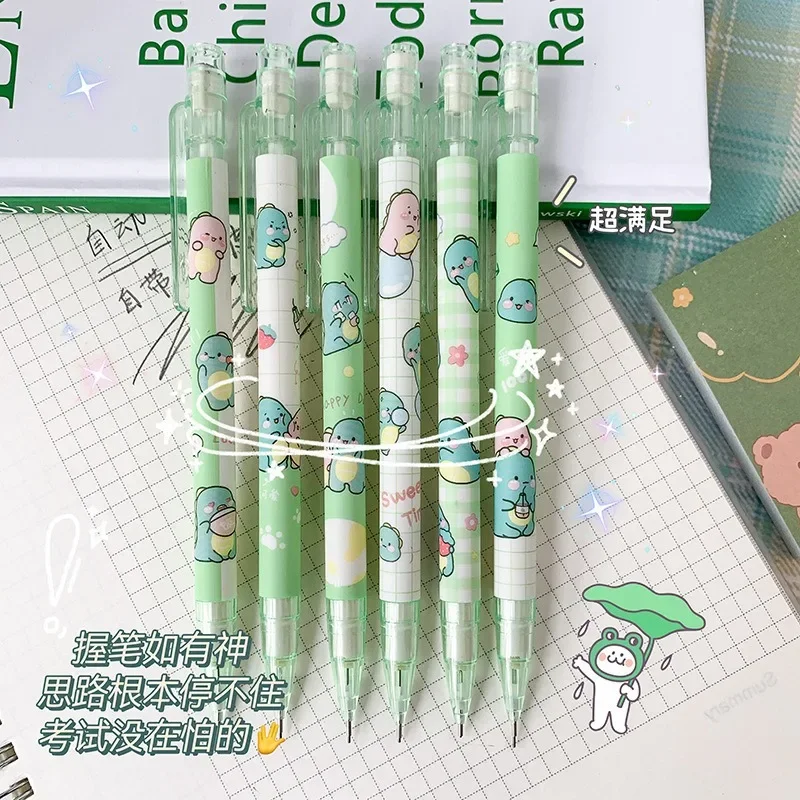 6Pcs 0.5/0.7mm Mechanical Pencils Kawaii Cute Automatic Pencils with Erasers Students Stationery Writing School Office Supplies 5