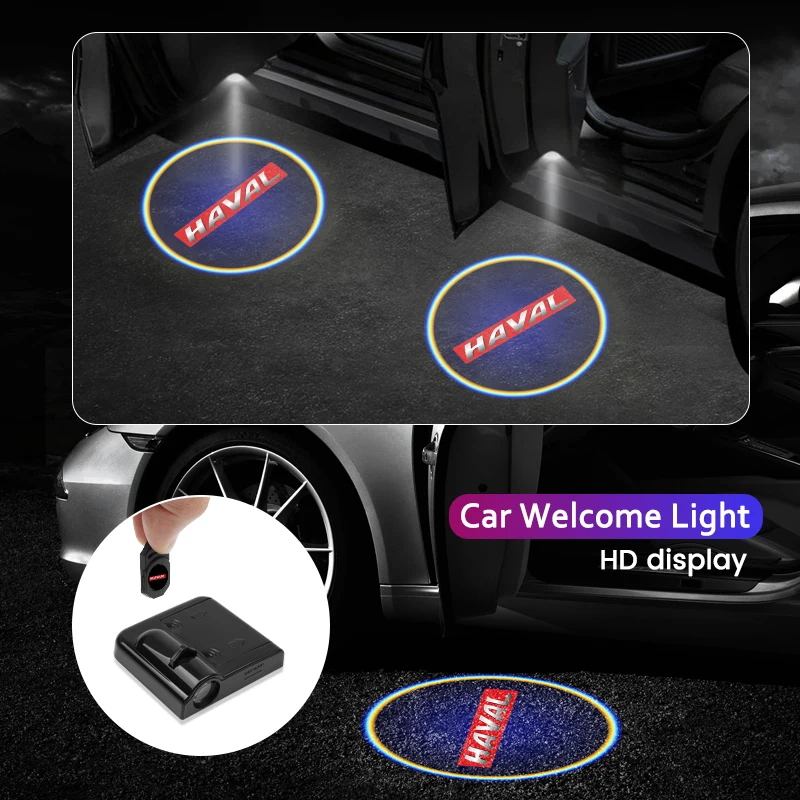 2pcs Wireless Car Logo Light Auto Door Led Lamp Car Tool Accessories For Haval Jolion H6