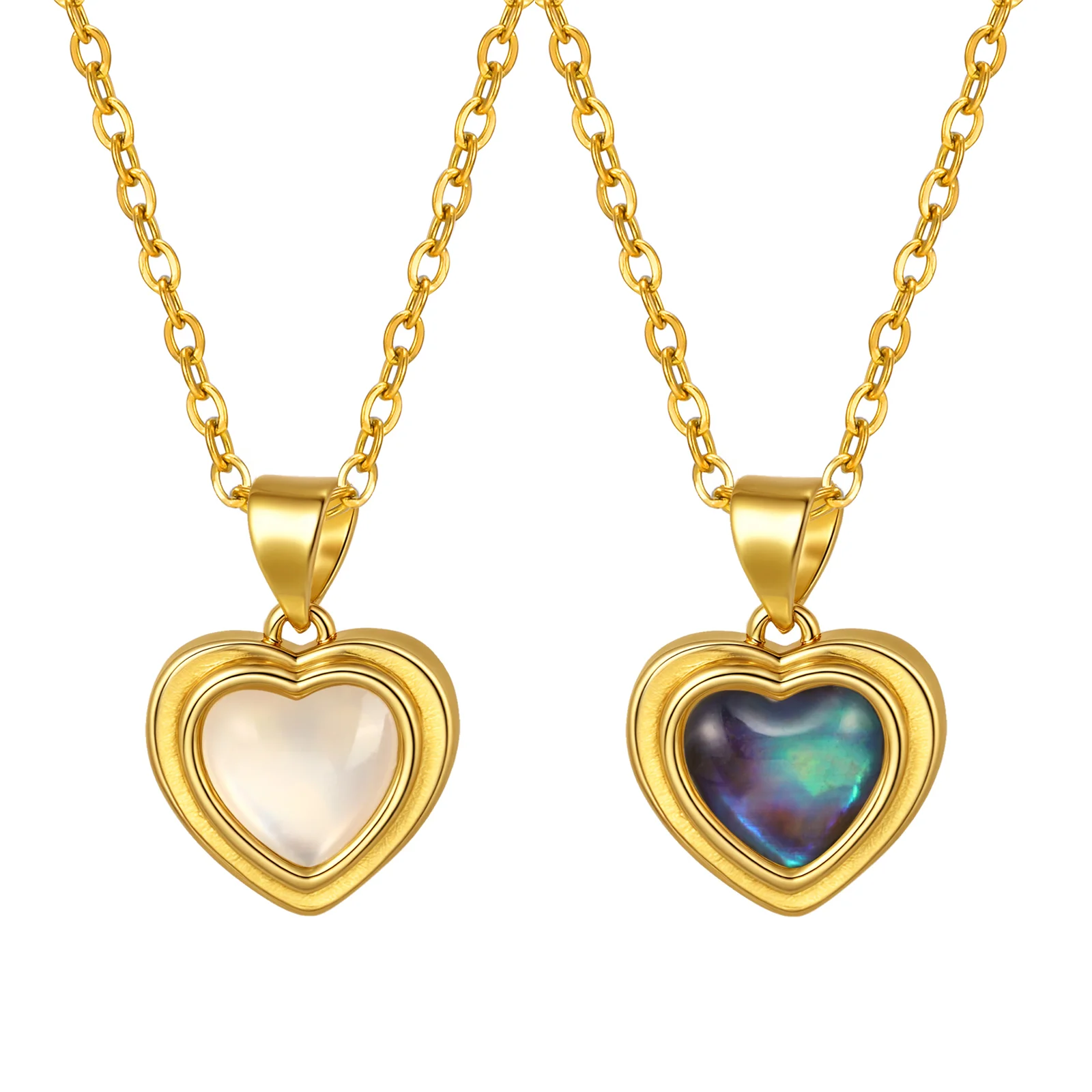 Exquisite Muschel-Liebes-Herz-Anhänger-Halskette für Frauen und Mädchen, vergoldete Kupfer-Kettenhalskette, Modeschmuck, Geburtstagsgeschenk
