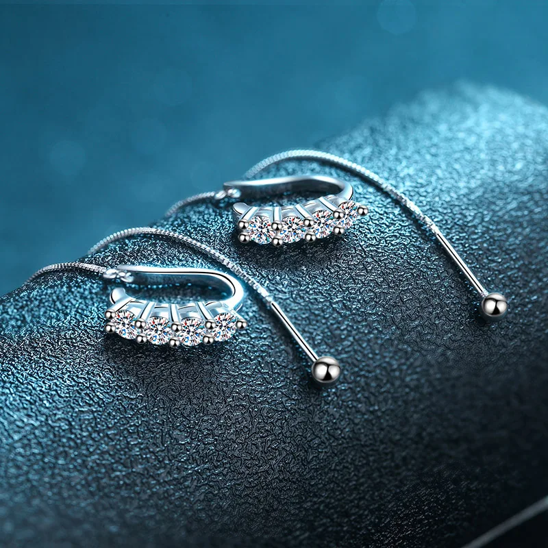

Beautiful Exaggerated Stud Women Jewelry 80Cents VVS D Moissanite Diamond Silver 925 Earrings