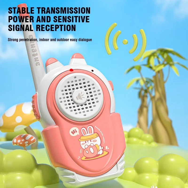 2Pcs Kids Walkie Talkie Handheld Radio Transceiver Phone Interphone for Children Toys Cute Rabbit Long-Distance Birthday Gifts
