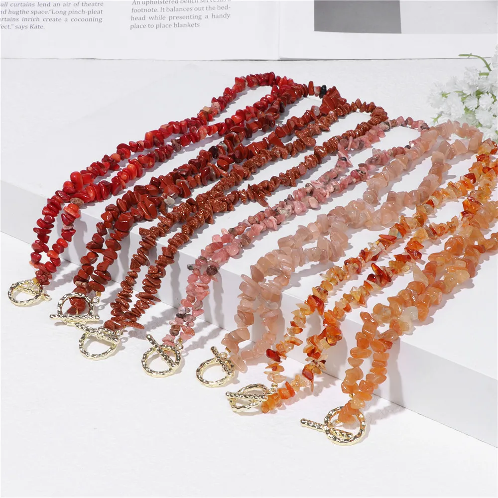 Collier En Cornaline Naturelle - Longueur 40 Cm, Pierre Orange, Neuf Sans Boîte