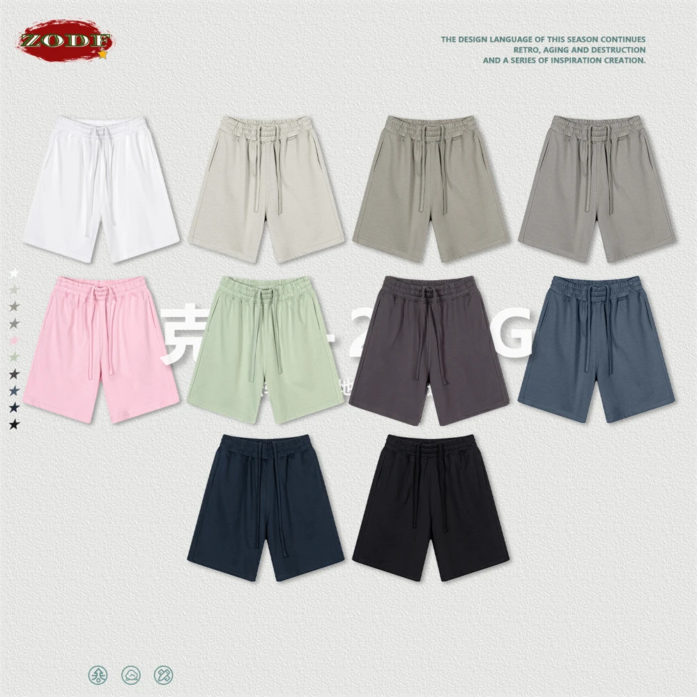 ZODF 베이직 2024 남녀공용 여름 반바지, 루즈한 속건성 통기성 솔리드 반바지, 브랜드 스트리트웨어, HY0781, 280gsm