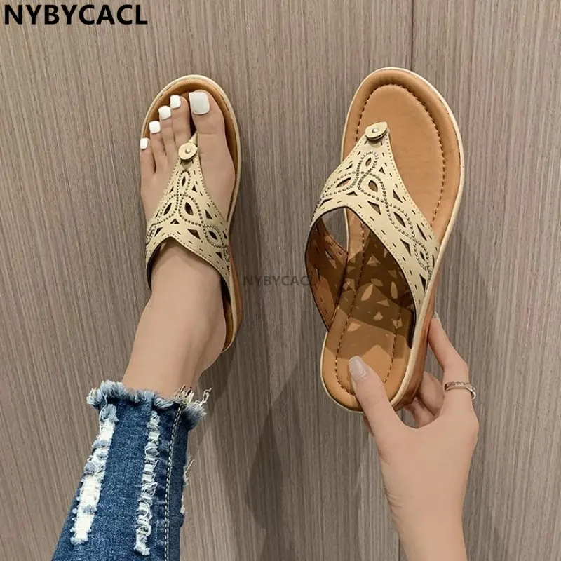 

Clip Toe Wedge Sandals Women 2023 Summer Thick Platform Beach Sandals Woman Plus Size 42 Low Heels Gladiator Sandalias De Mujer